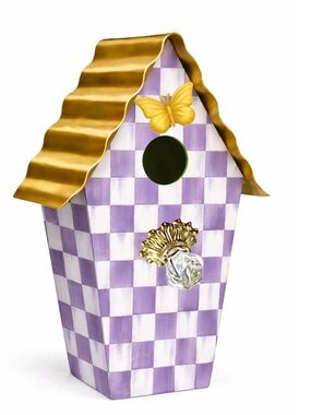 Violet Check Bird House with Gold Butterfly and Decorative Knob Coming Soon